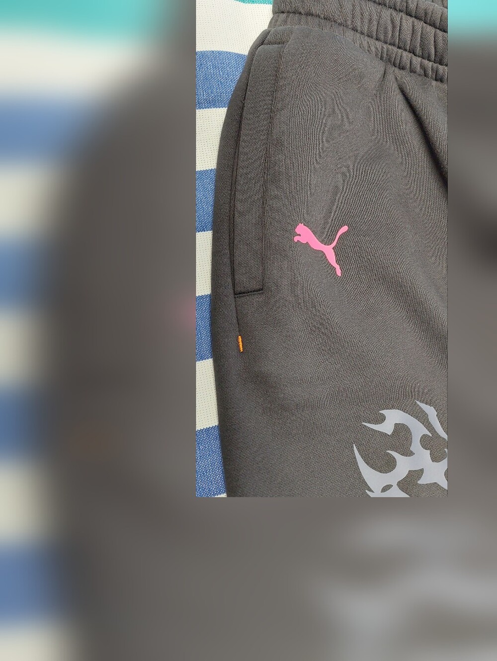 Black Leggings with Gray Tribal Flame Graphic. Puma , Rick And Morty (Adult Swim - Picture 4 of 9